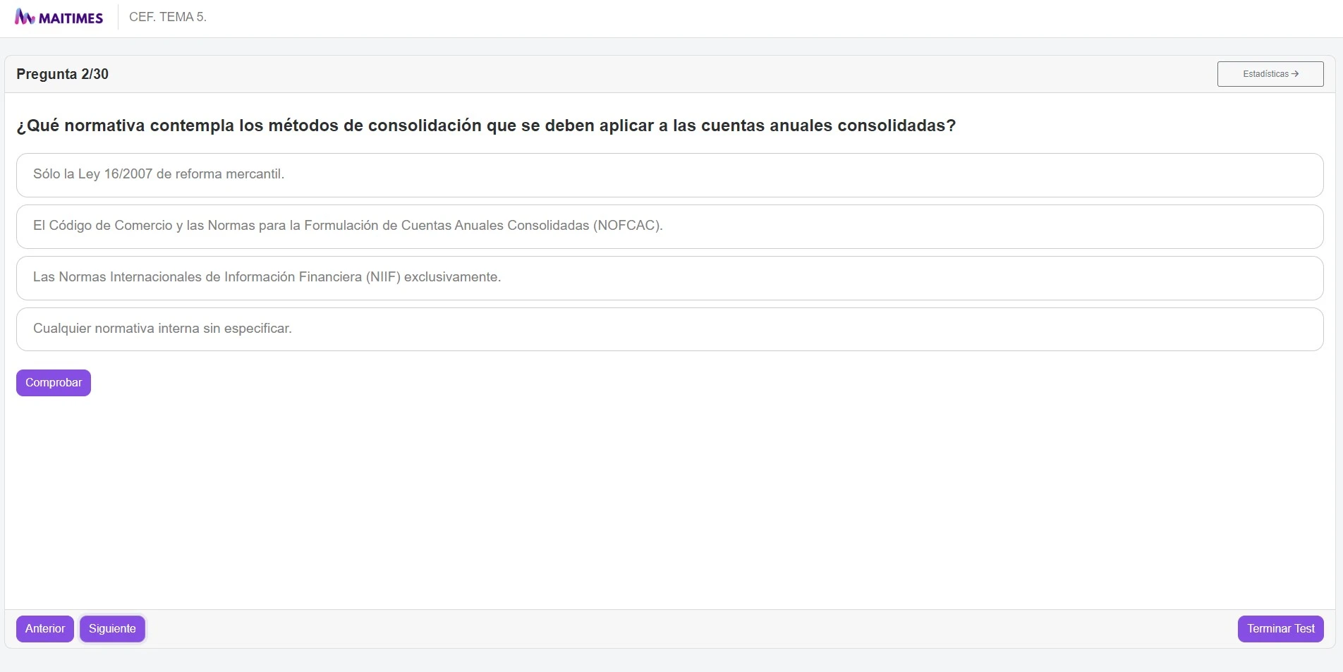 Práctica de exámenes en Maitimes